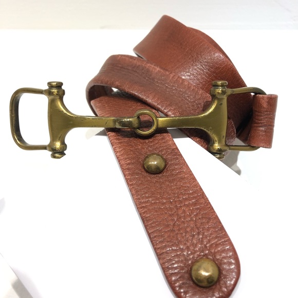 Vintage Accessories - Horse bit leather belt 50” long